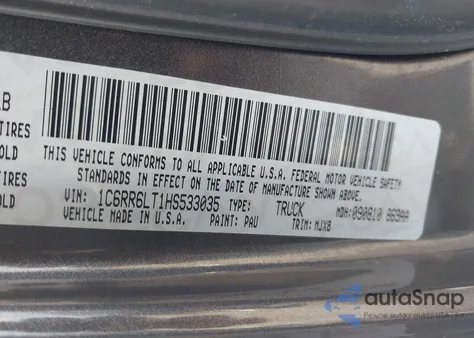 2017 Ram 1500 Lone Star 4X2 5'7 Box from USA, damaged, VIN 1C6RR6LT1HS533035